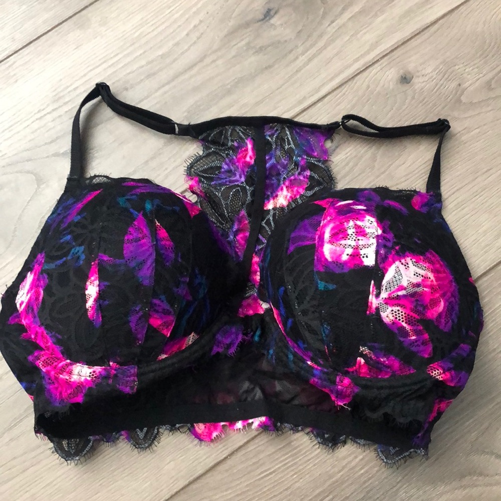 Pink lace bra